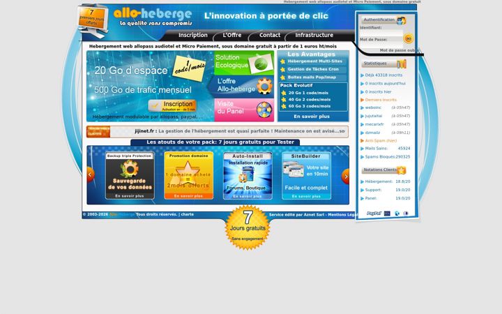 Screenshot of allo-heberge.com