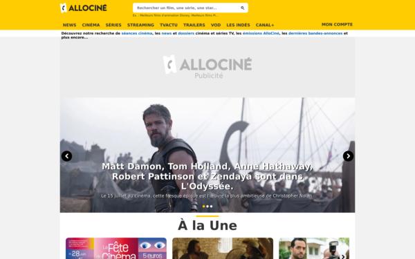 Screenshot of allocine.fr