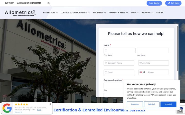 Screenshot of allometrics.com