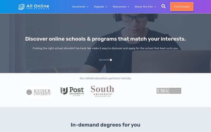 Screenshot di allonlineschools.com