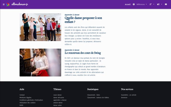 Screenshot di allonsdanser.fr