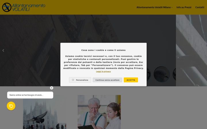 Screenshot of allontanamentovolatili.milano.it