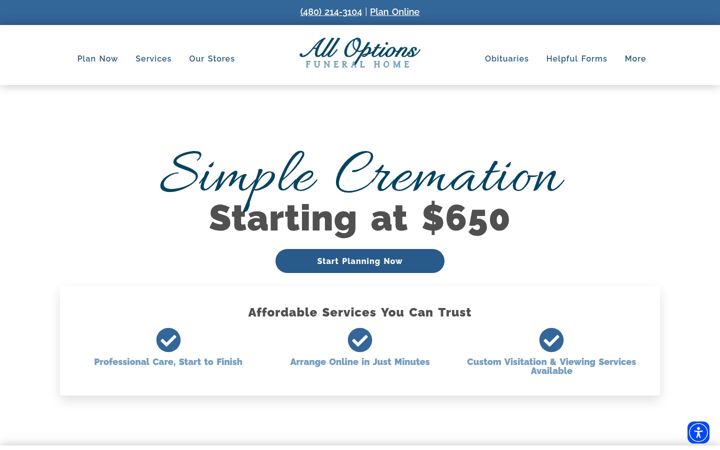 Screenshot of alloptionsfuneralhome.com