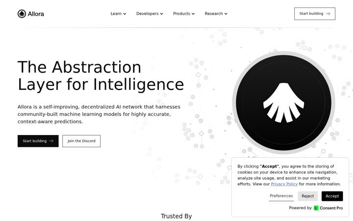Screenshot of allora.network