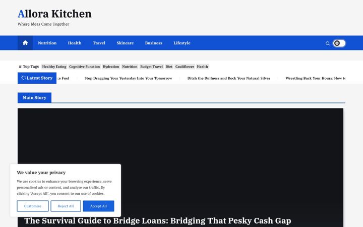 Screenshot of allorakitchen.com