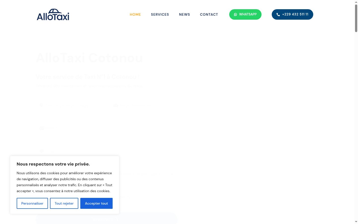 Capture d'écran de la bannière de consentement affichée avant toute interaction