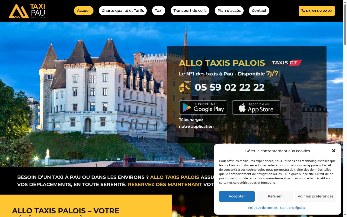 Capture d'écran de la bannière de consentement affichée avant toute interaction