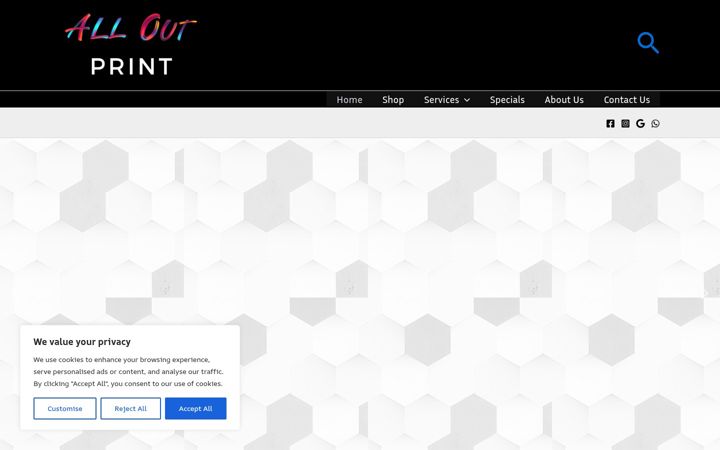Screenshot of alloutprint.co.za
