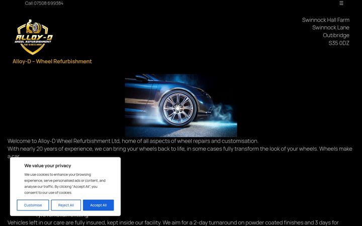 Screenshot of alloy-d.co.uk