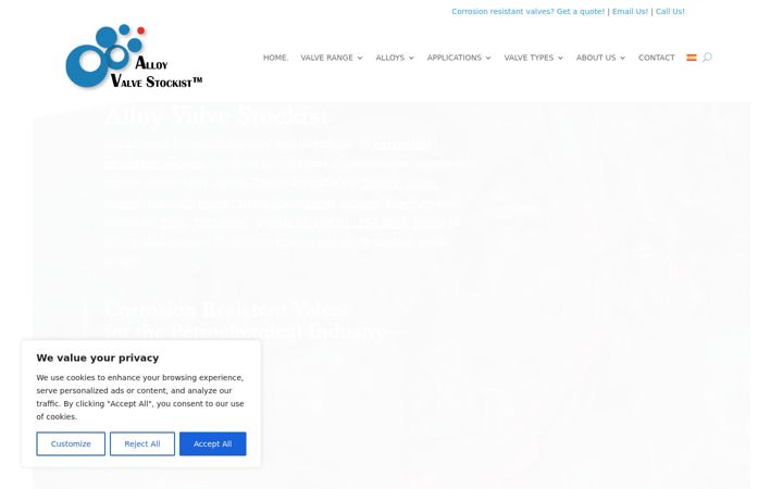 Screenshot of alloy-valves.com