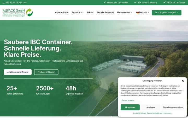 Zrzut ekranu allpack-gmbh.eu
