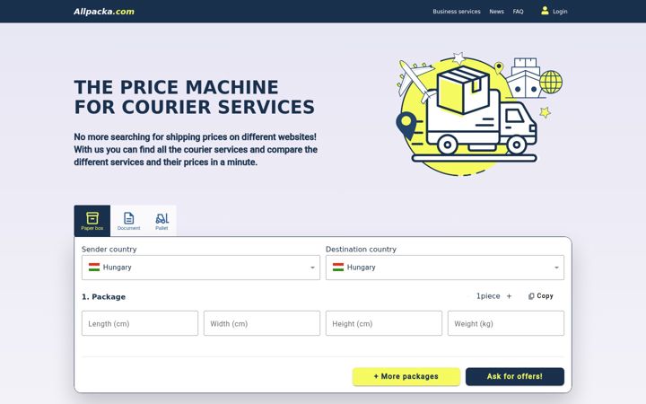 Screenshot of allpacka.com