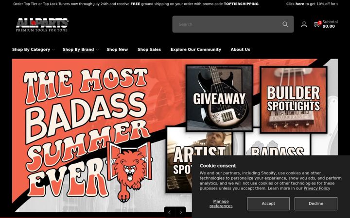 Screenshot of allparts.com
