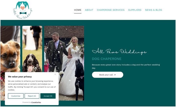 Screenshot of allpawsweddings.co.uk