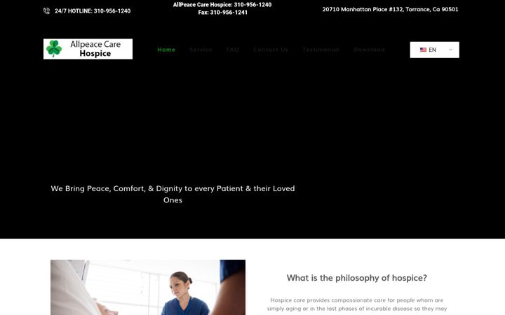 Screenshot of allpeacecare.com