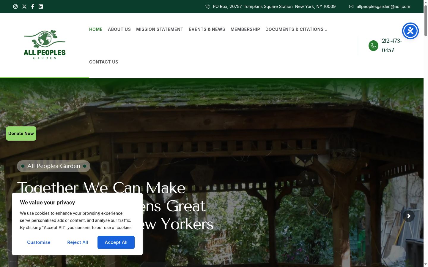 Screenshot of the consent banner shown before any interaction