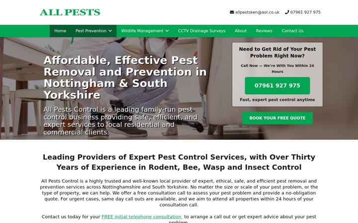 Screenshot of allpestscontrol.co.uk