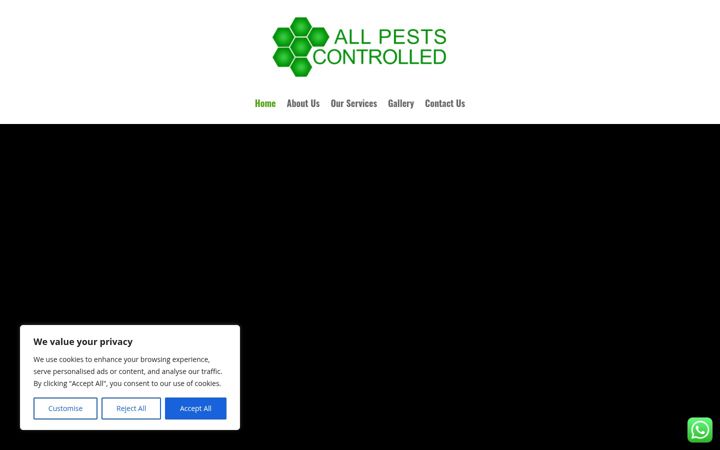 Screenshot of allpestscontrolled.co.uk
