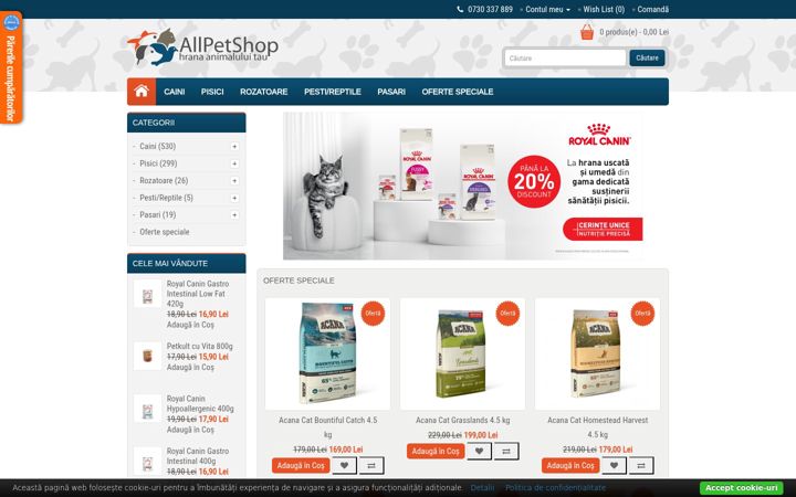 Screenshot of allpetshop.ro