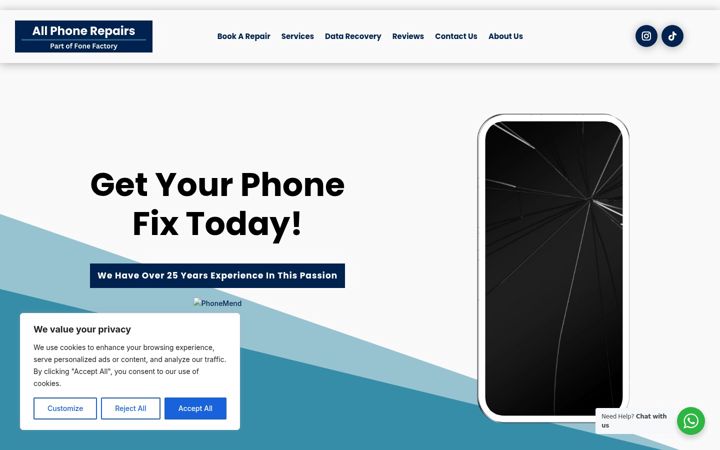 Screenshot of allphonerepairs.co.uk