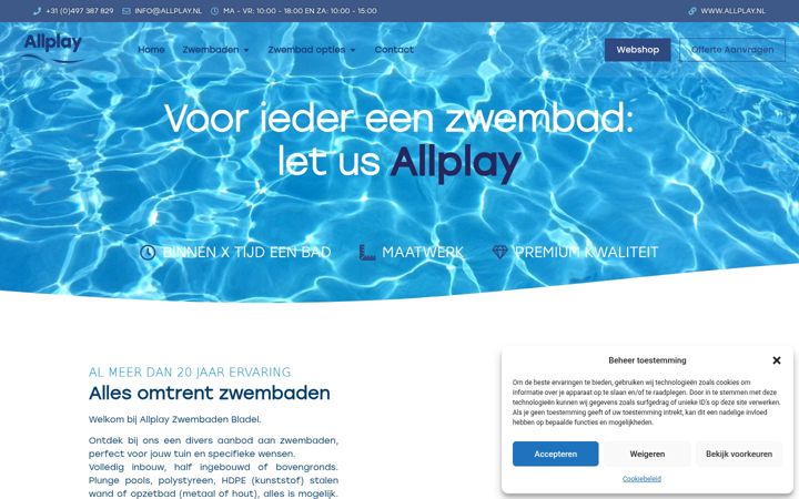 Screenshot of allplayzwembaden.nl