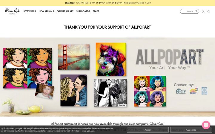 Screenshot of allpopart.com