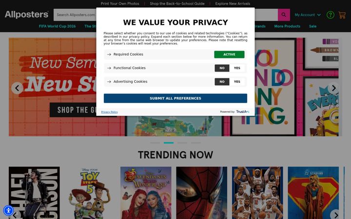 Screenshot του allposters.com
