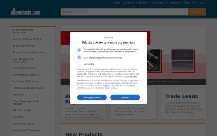 Skærmbillede af allproducts.com