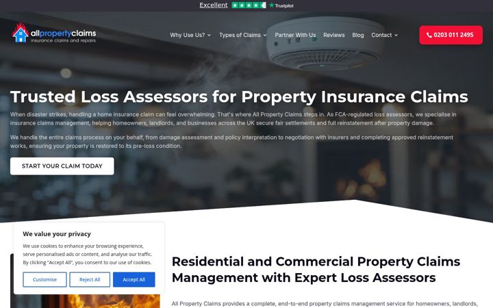 Screenshot of allpropertyclaims.co.uk