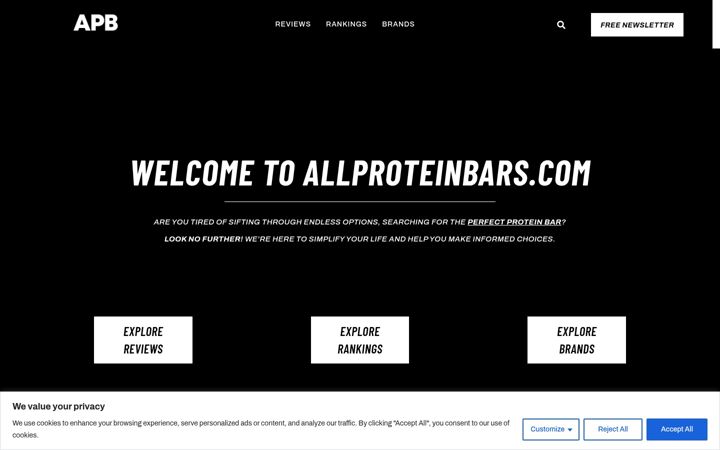Screenshot von allproteinbars.com