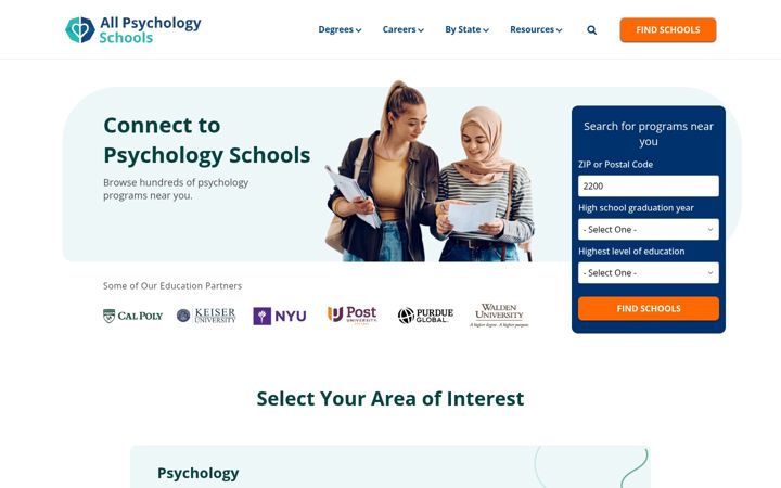 Screenshot of allpsychologyschools.com