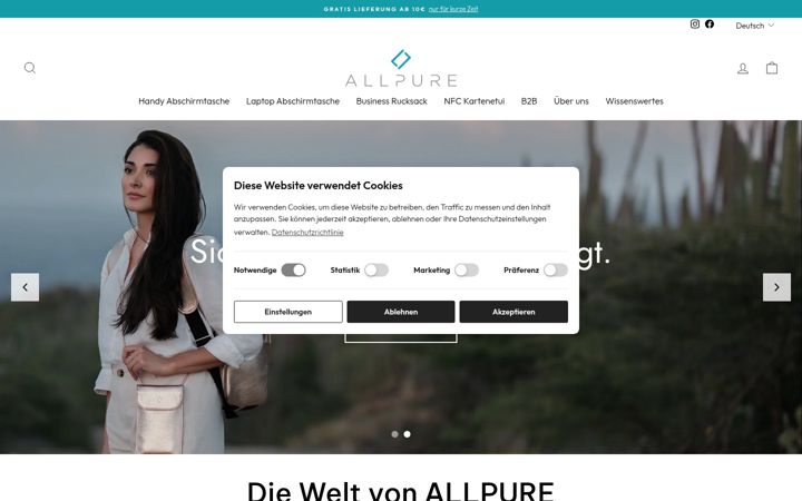 Screenshot of allpure.at