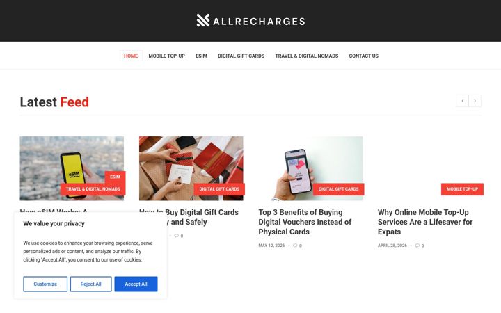 Screenshot of allrecharges.com