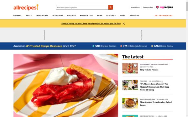 Screenshot of allrecipes.com