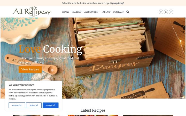 Screenshot of allrecipesy.com