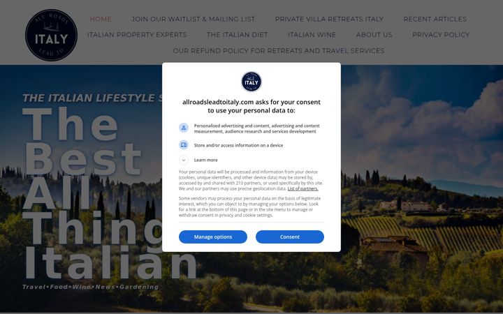 Screenshot του allroadsleadtoitaly.com