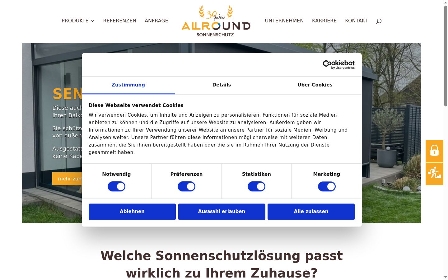 Screenshot of the consent banner shown before any interaction