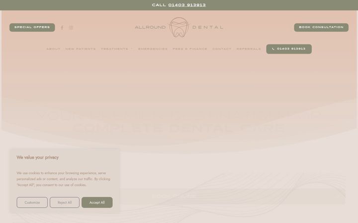 Screenshot of allrounddental.co.uk