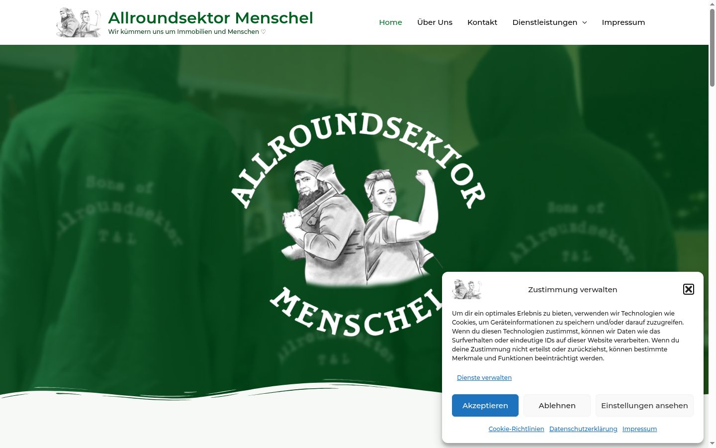 Screenshot des Einwilligungsbanners vor jeglicher Interaktion