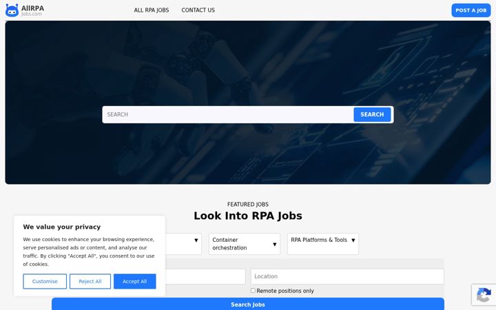 Skärmbild av allrpajobs.com