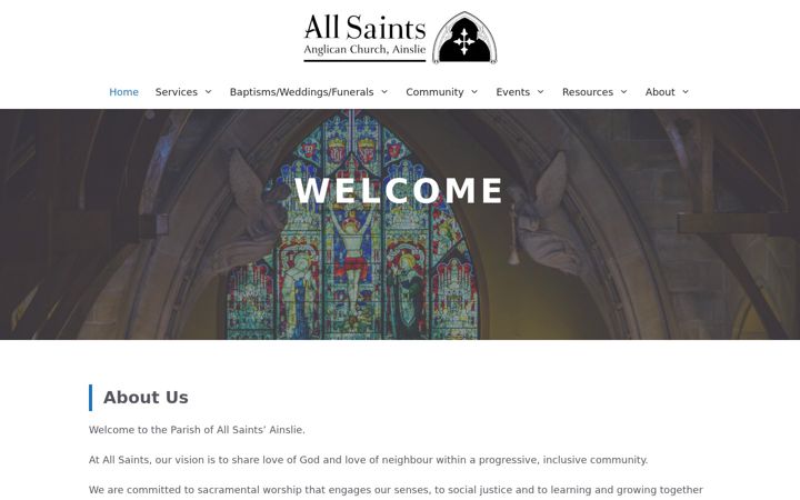 Screenshot of allsaintsainslie.org.au