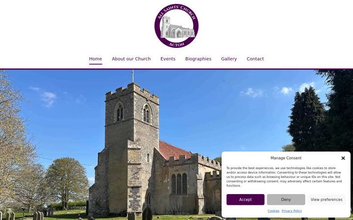 Screenshot of allsaintschurchacton.org.uk