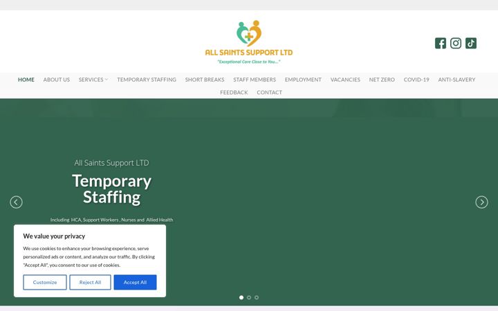 Screenshot of allsaintssupport.co.uk