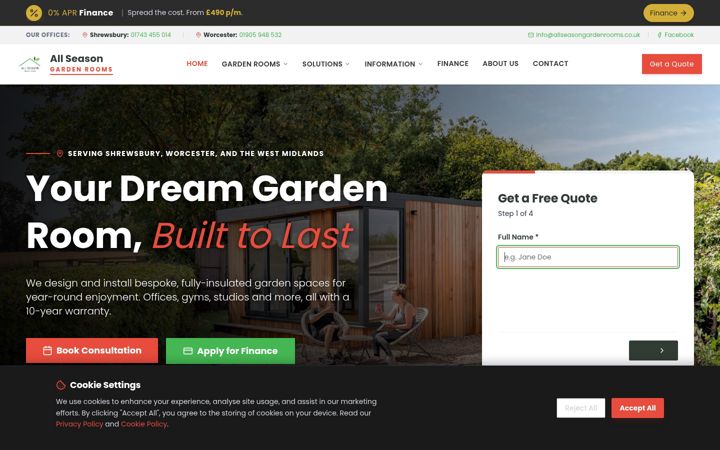 Screenshot of allseasongardenrooms.com