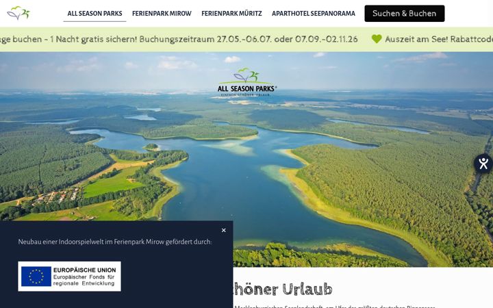 Screenshot ta' allseasonparks.de