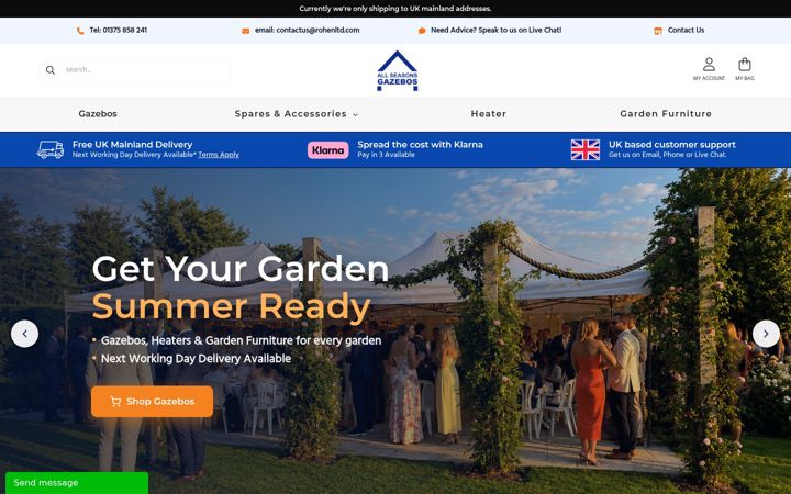 Screenshot of allseasonsgazebos.com