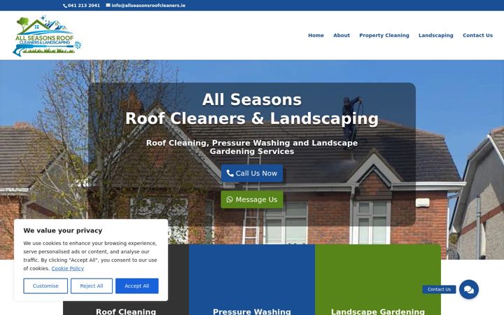 Screenshot of allseasonsroofcleaners.ie