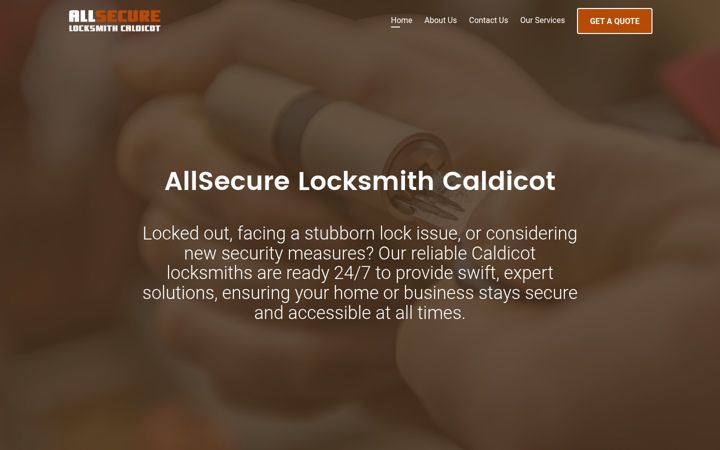 Screenshot of allsecurelocksmithcaldicot.co.uk