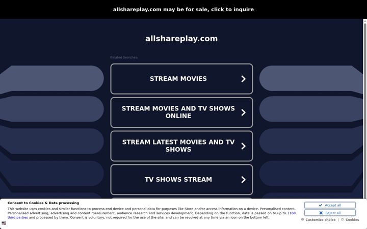Screenshot of allshareplay.com