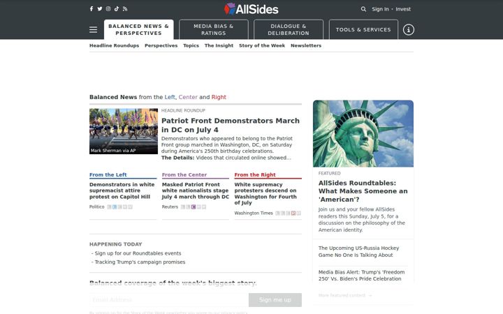 Capture d'écran de allsides.com